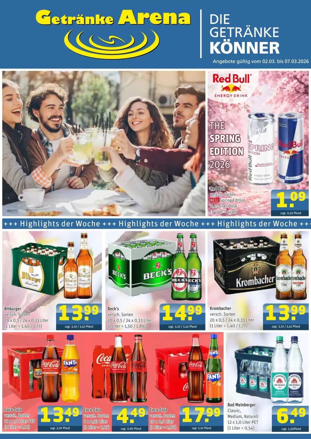 Getränke Arena Prospekt (ab 01.03.2026) zum Blättern - Seite 1