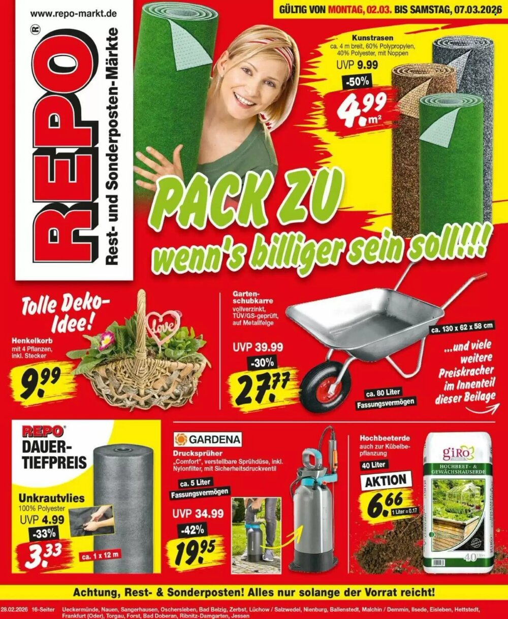 Repo Markt Prospekt (ab 02.03.2026) zum Blättern - Seite 1