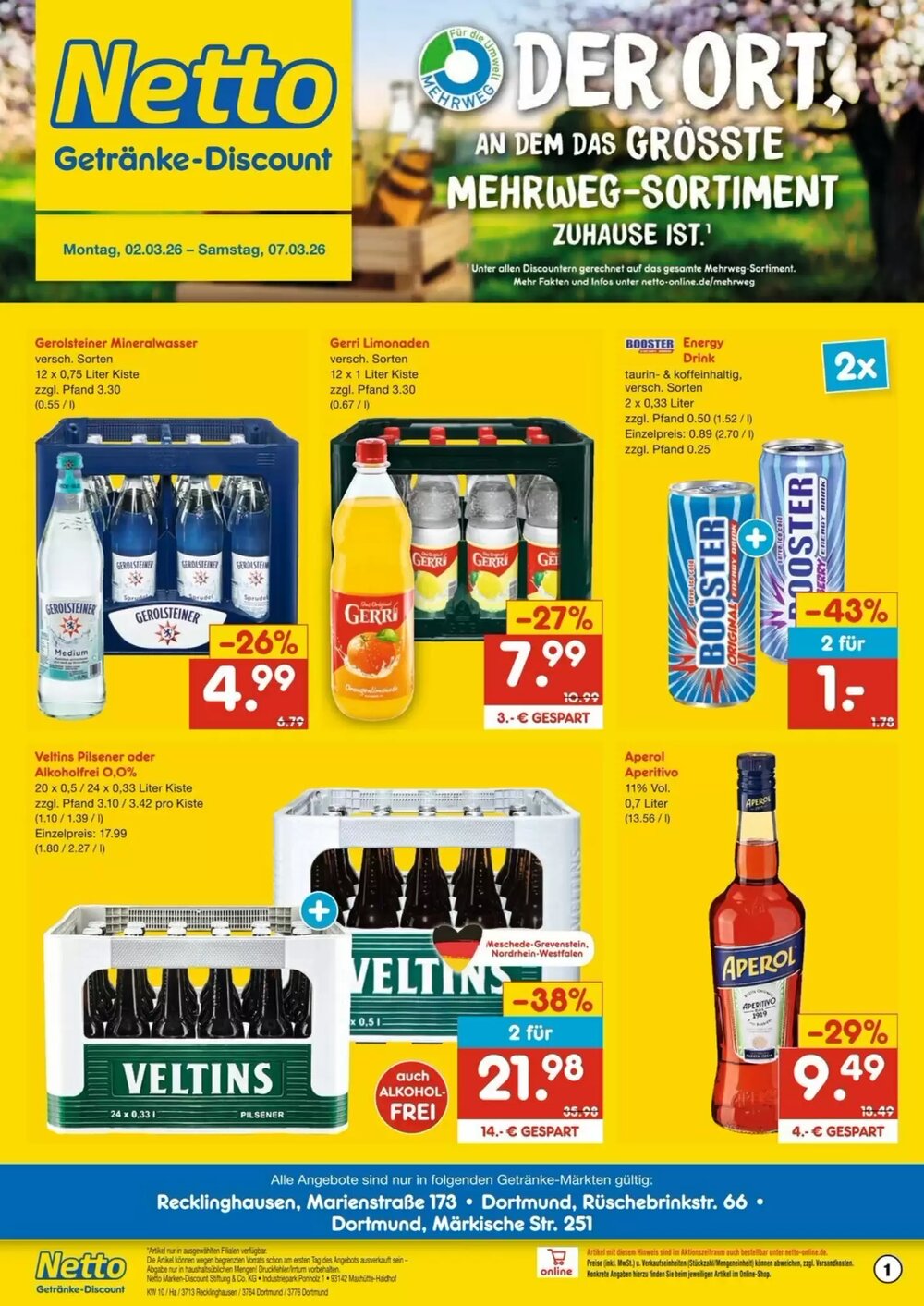 Netto Getränke Discount Prospekt (ab 02.03.2026) zum Blättern - Seite 1