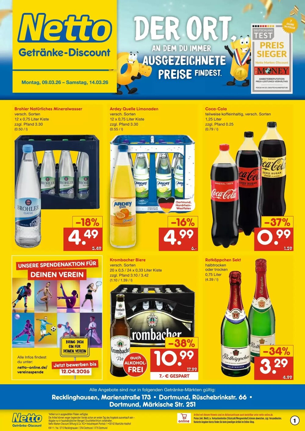 Netto Getränke Discount Prospekt (ab 09.03.2026) zum Blättern - Seite 1