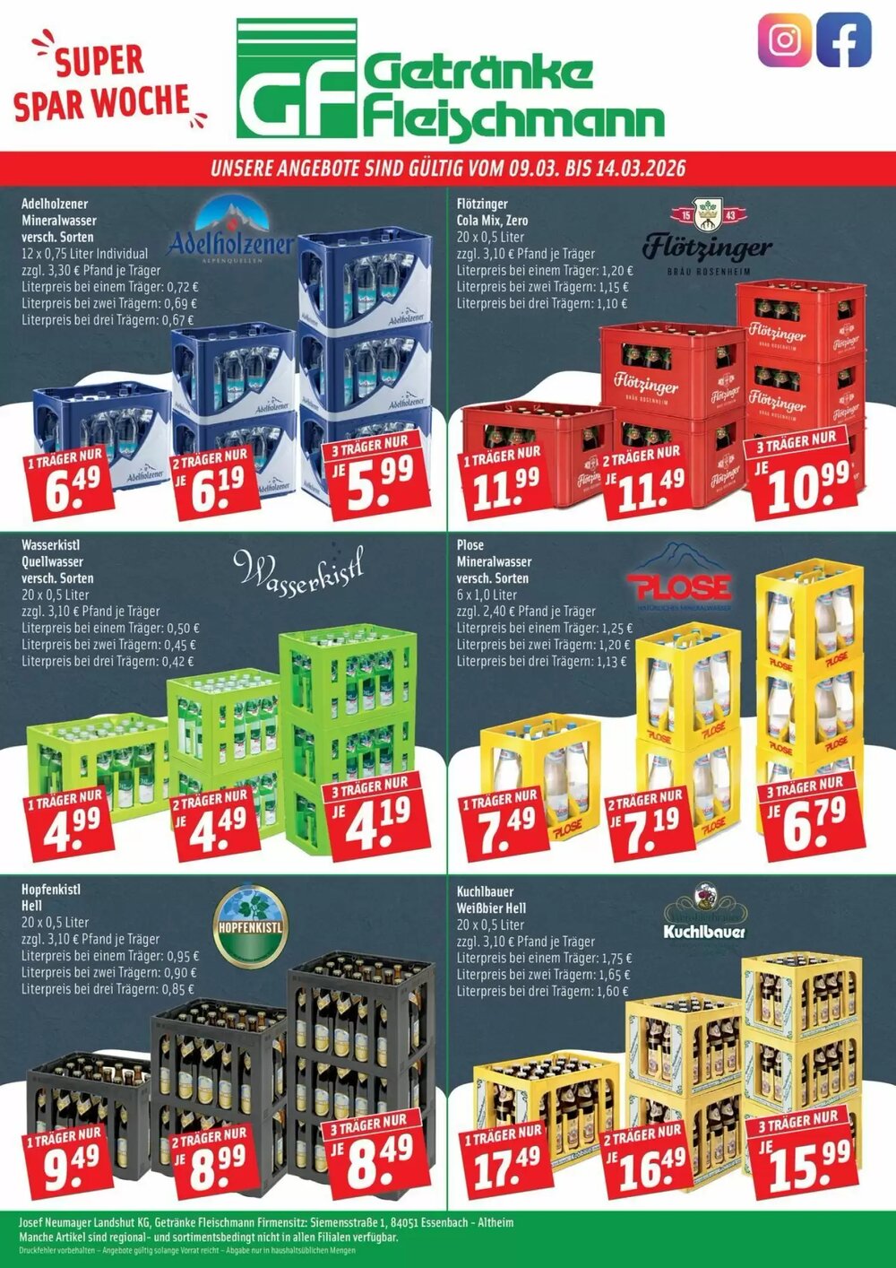 Getränke Fleischmann Prospekt (ab 09.03.2026) zum Blättern - Seite 1