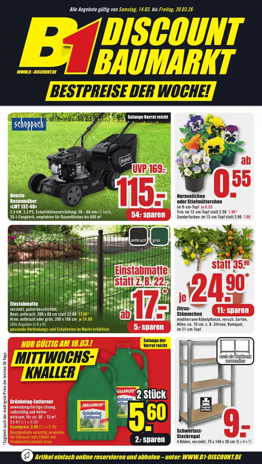 B1 Discount Baumarkt Prospekt (ab 14.03.2026) zum Blättern - Seite 1
