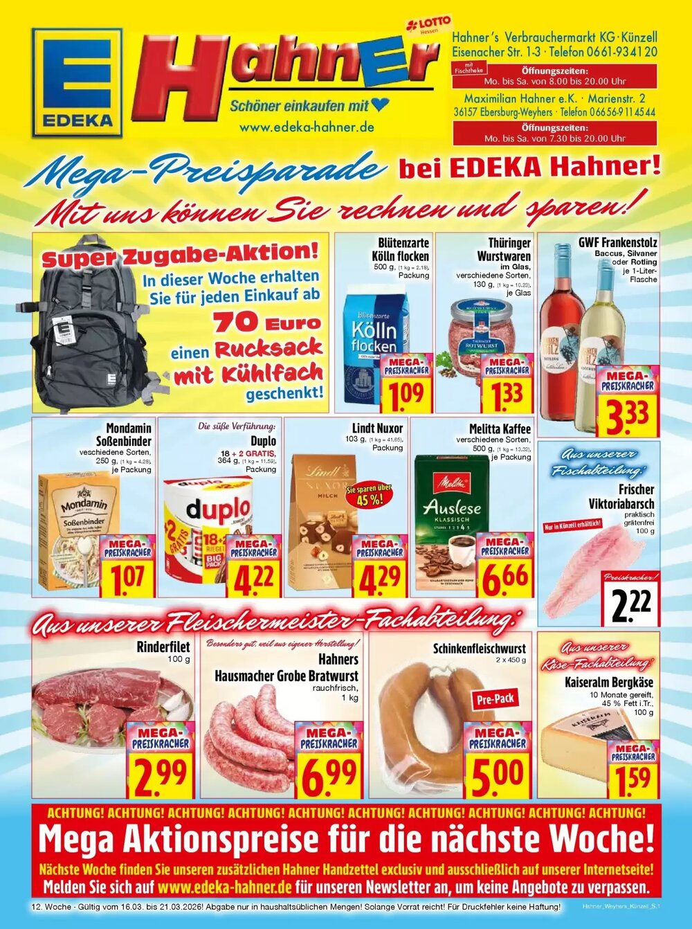 EDEKA Hahner Prospekt (ab 15.03.2026) zum Blättern - Seite 1
