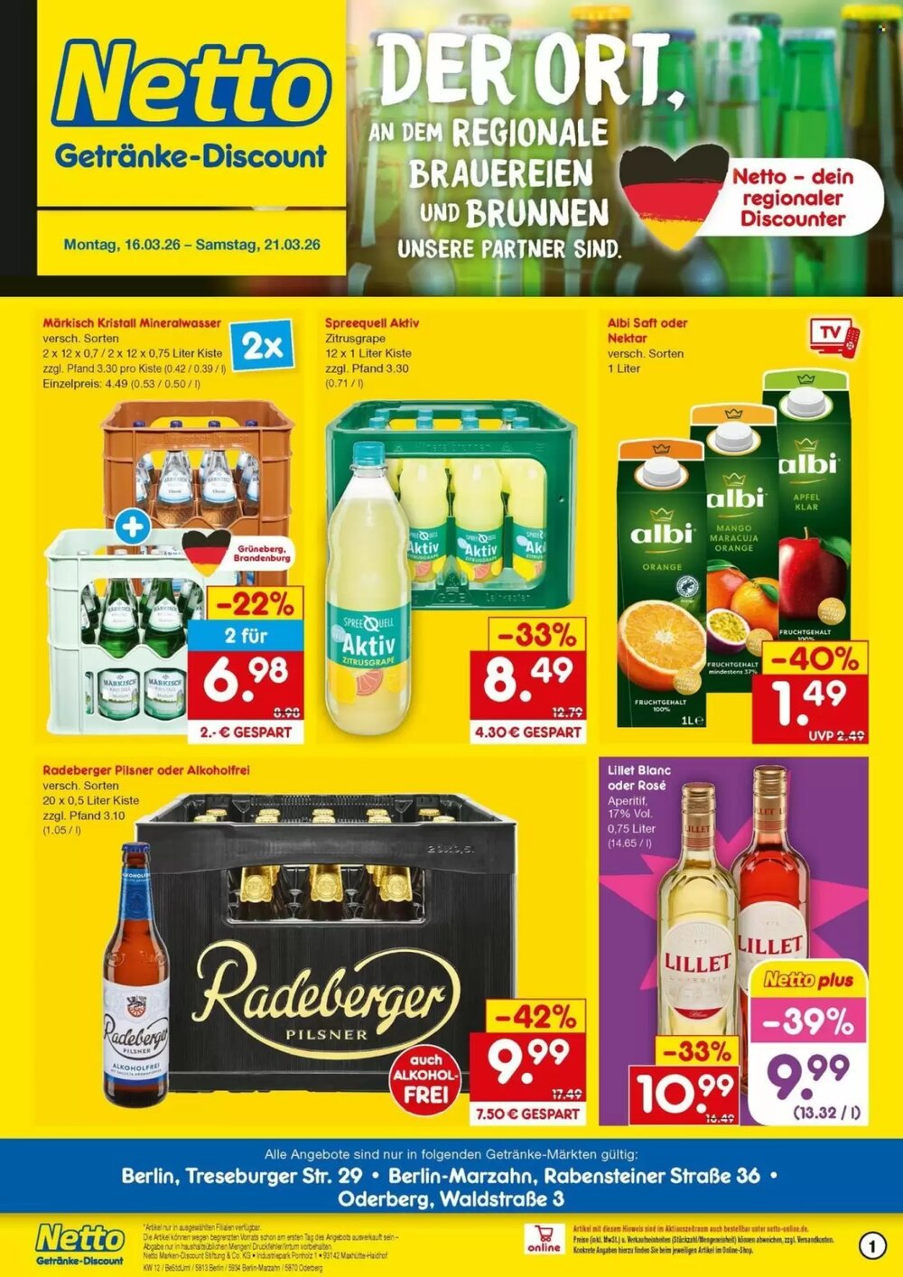 Netto Getränke Discount Prospekt (ab 16.03.2026) zum Blättern - Seite 1