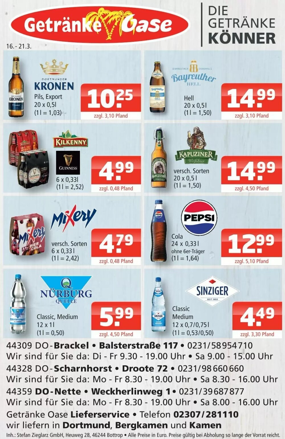 Getränke Oase Prospekt (ab 16.03.2026) zum Blättern - Seite 1