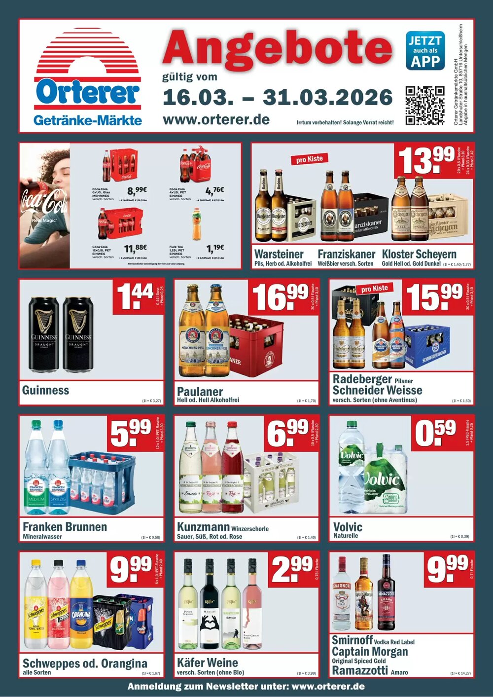 Orterer Getränkemarkt Prospekt (ab 16.03.2026) zum Blättern - Seite 1