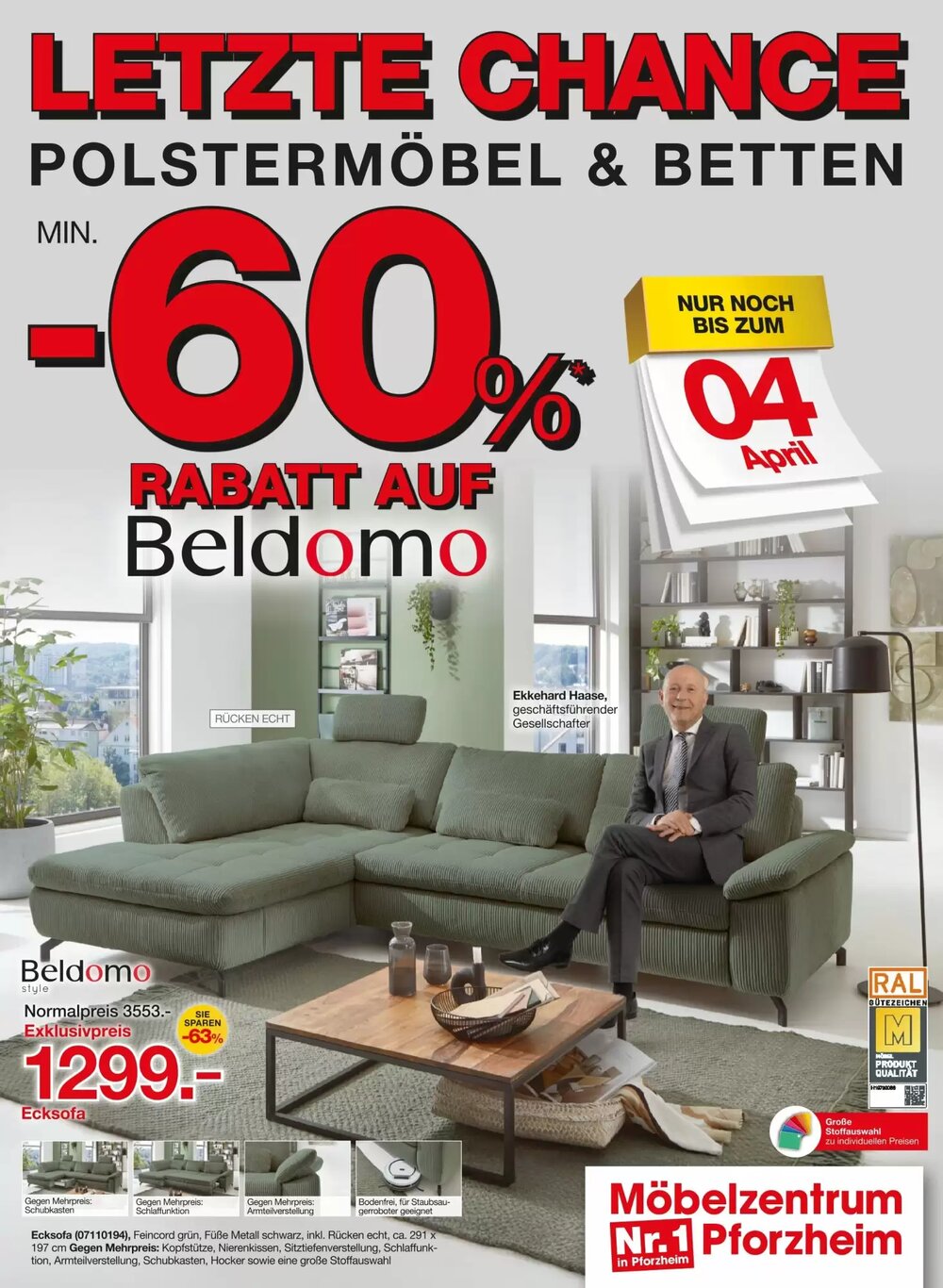 Möbelzentrum Pforzheim Prospekt (ab 21.03.2026) zum Blättern - Seite 1