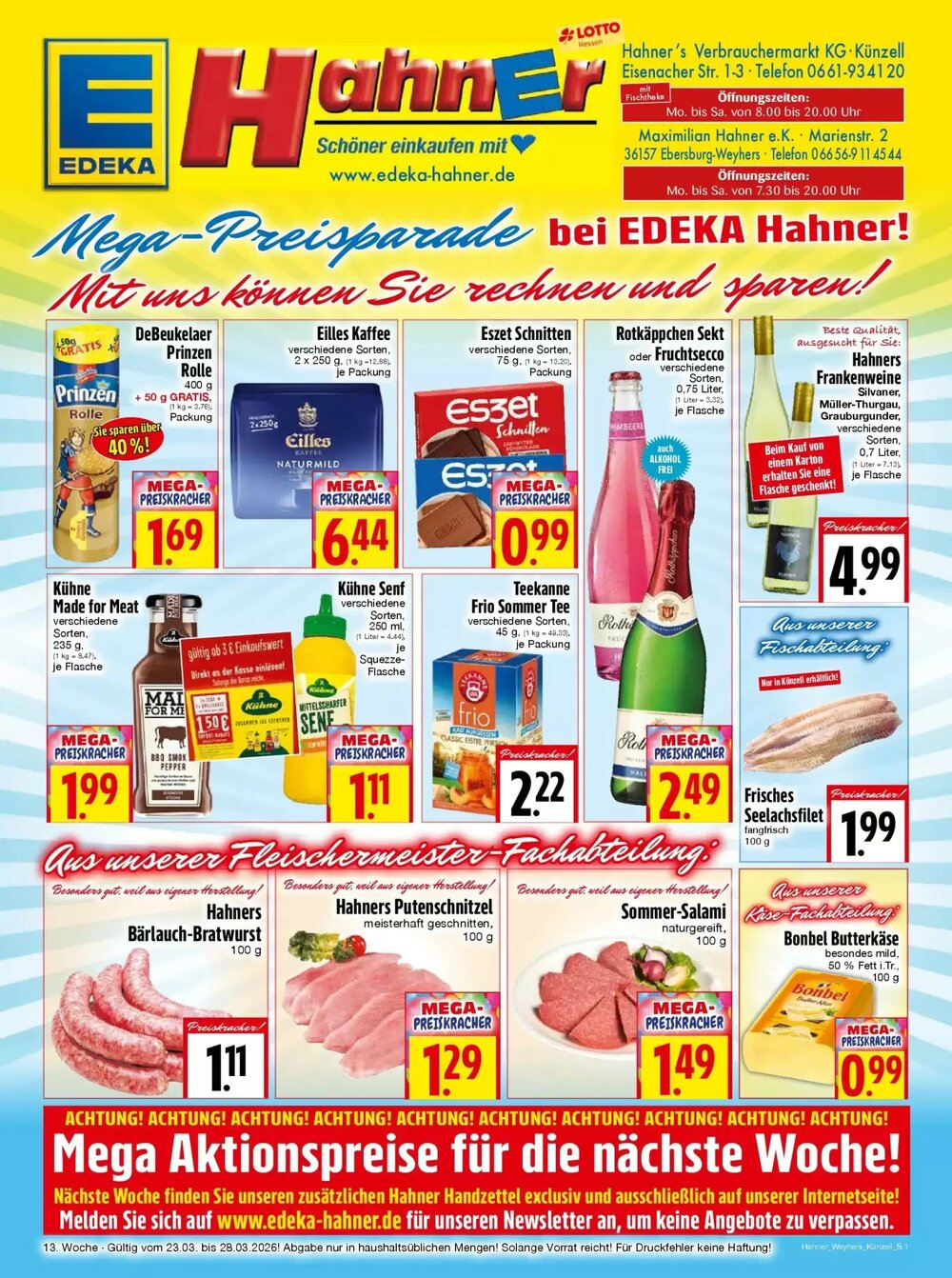 EDEKA Hahner Prospekt (ab 22.03.2026) zum Blättern - Seite 1