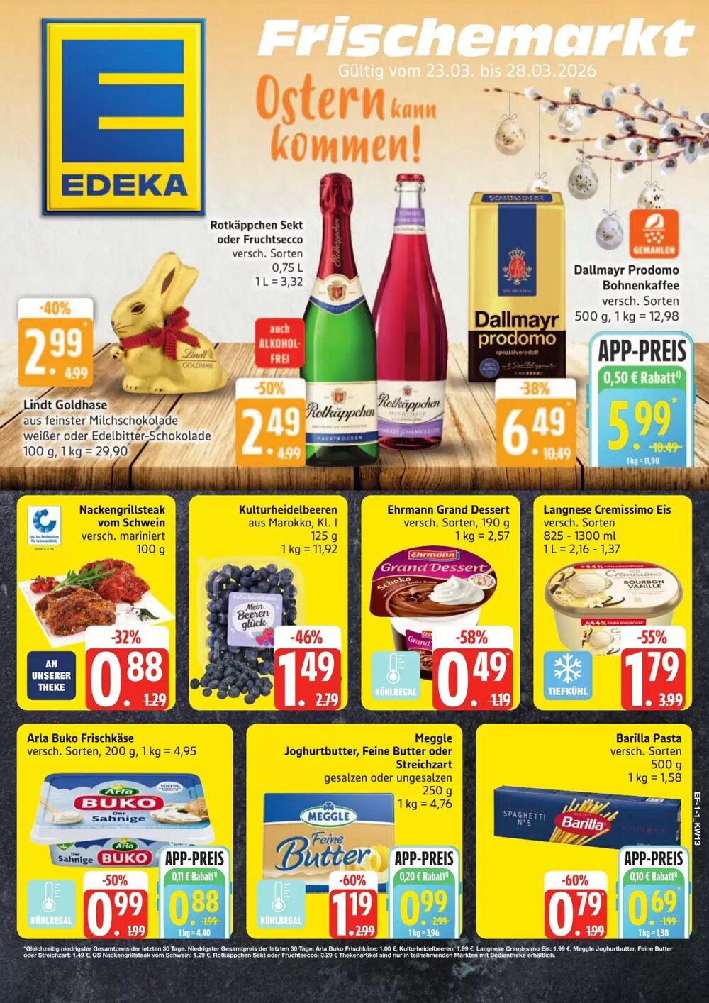 Edeka Frischemarkt Prospekt (ab 23.03.2026) zum Blättern - Seite 1