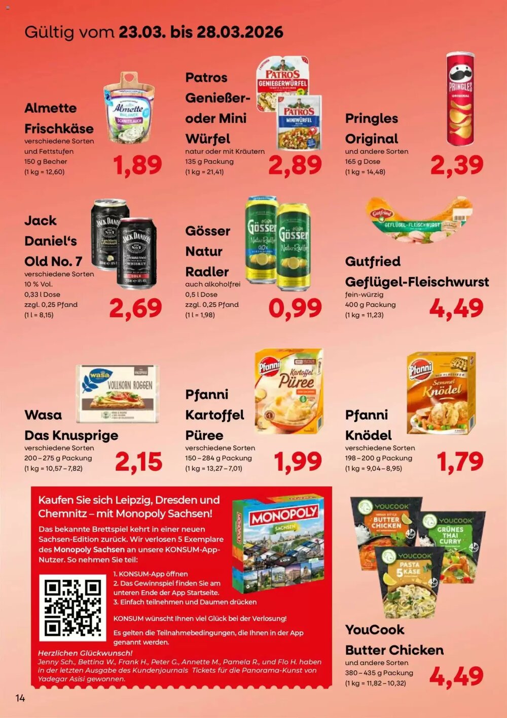 Konsum Leipzig Prospekt (ab 23.03.2026) zum Blättern - Seite 14