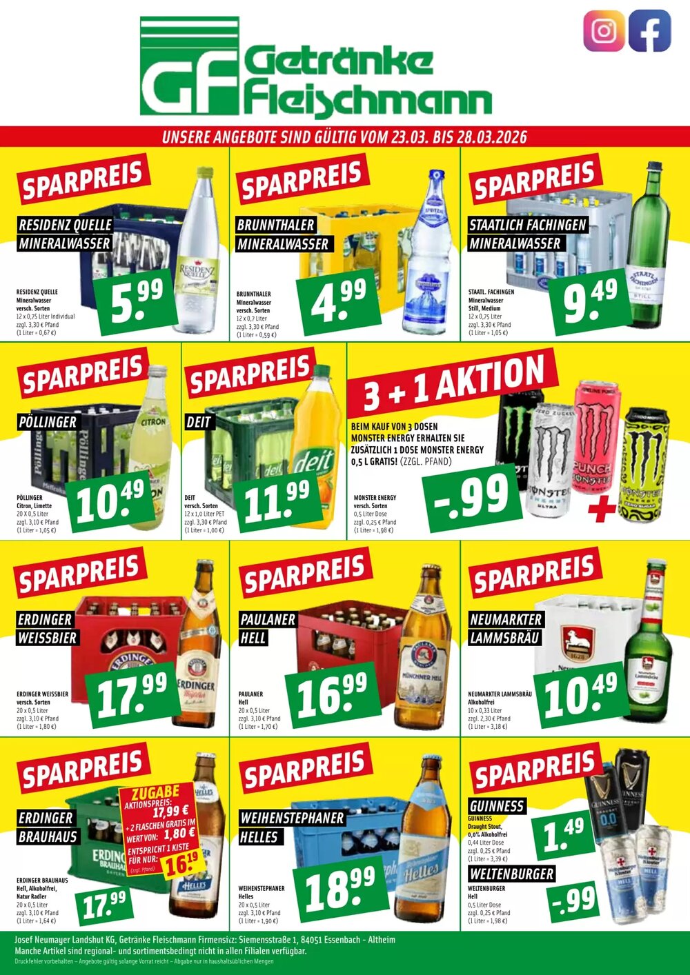 Getränke Fleischmann Prospekt (ab 23.03.2026) zum Blättern - Seite 1