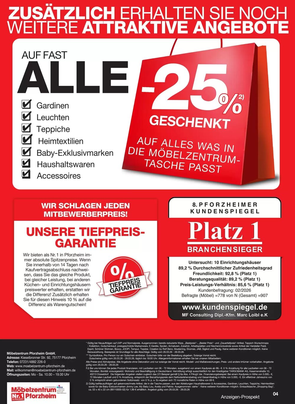 Möbelzentrum Pforzheim Prospekt (ab 26.03.2026) zum Blättern - Seite 4