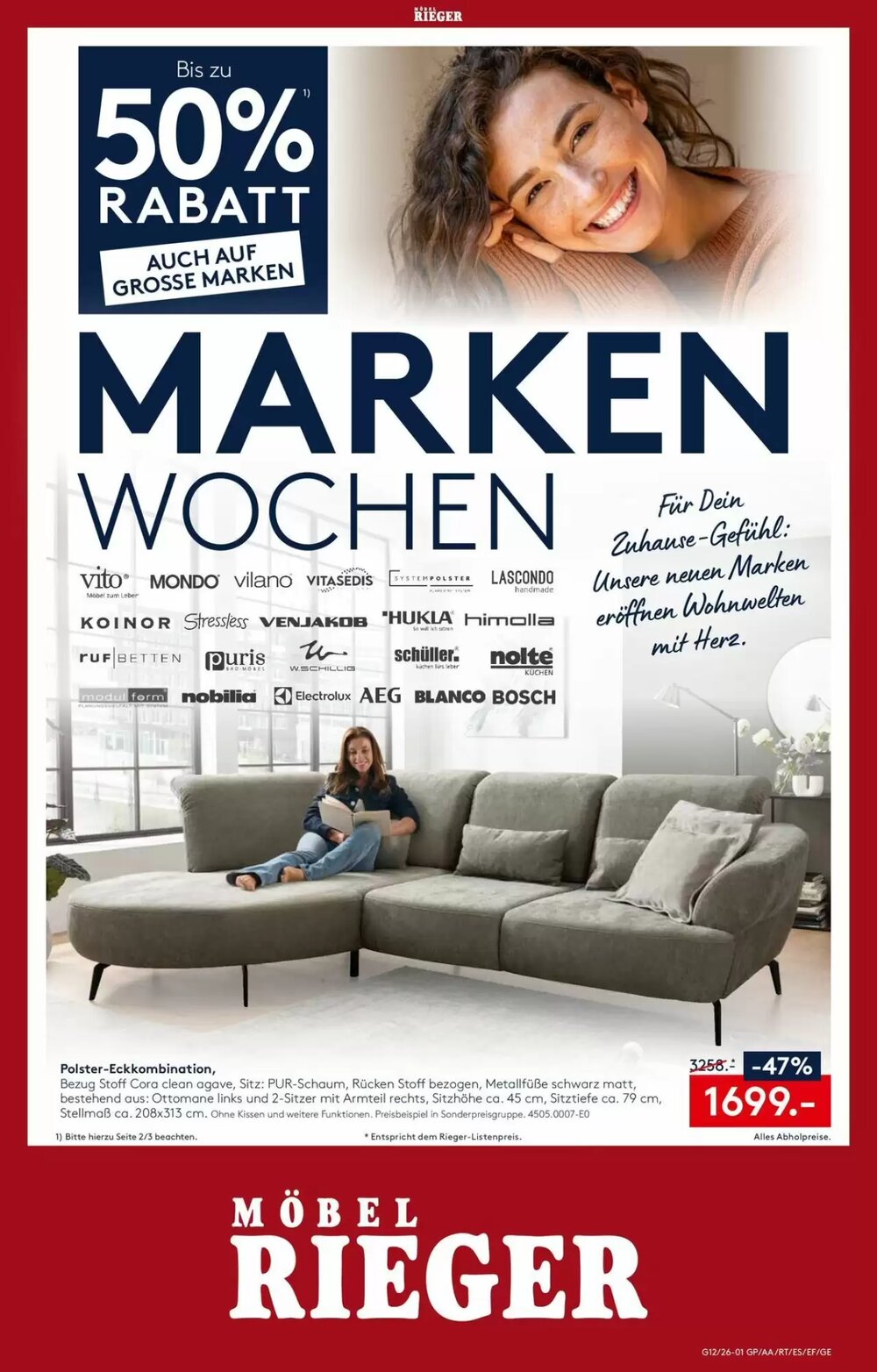 Möbel Rieger Prospekt (ab 26.03.2026) zum Blättern - Seite 1