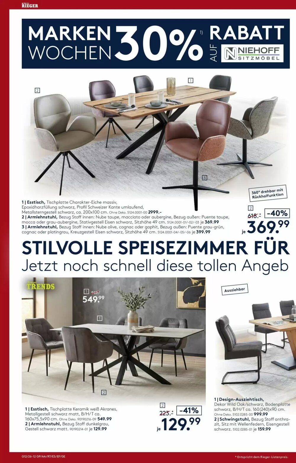 Möbel Rieger Prospekt (ab 26.03.2026) zum Blättern - Seite 12