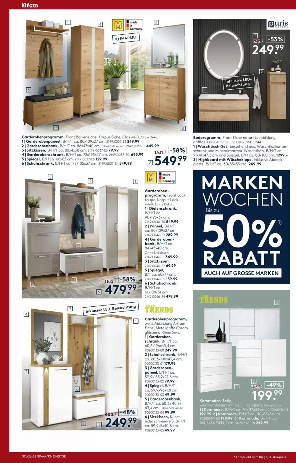 Möbel Rieger Prospekt (ab 26.03.2026) zum Blättern - Seite 22