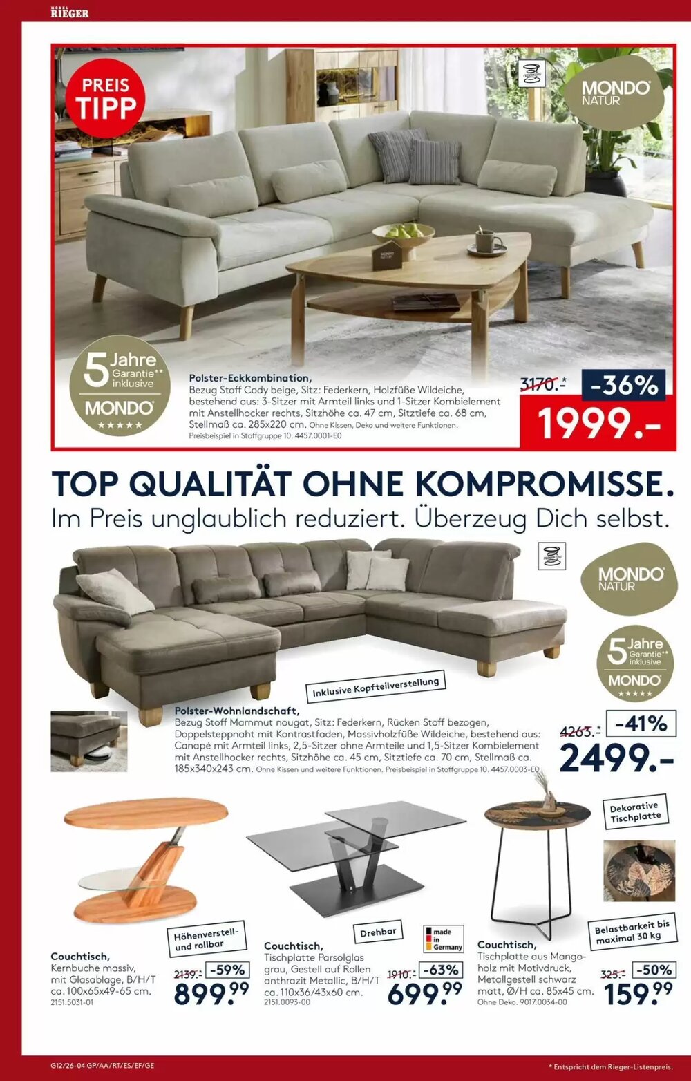 Möbel Rieger Prospekt (ab 26.03.2026) zum Blättern - Seite 4