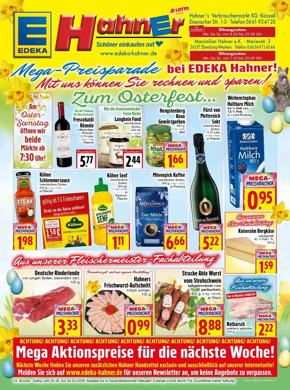 EDEKA Hahner Prospekt (ab 29.03.2026) zum Blättern - Seite 1