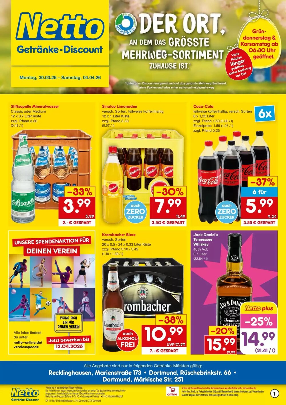 Netto Getränke Discount Prospekt (ab 29.03.2026) zum Blättern - Seite 1