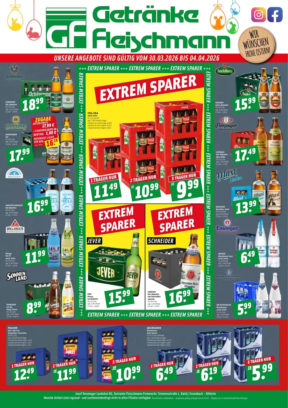 Getränke Fleischmann Prospekt (ab 30.03.2026) zum Blättern - Seite 1