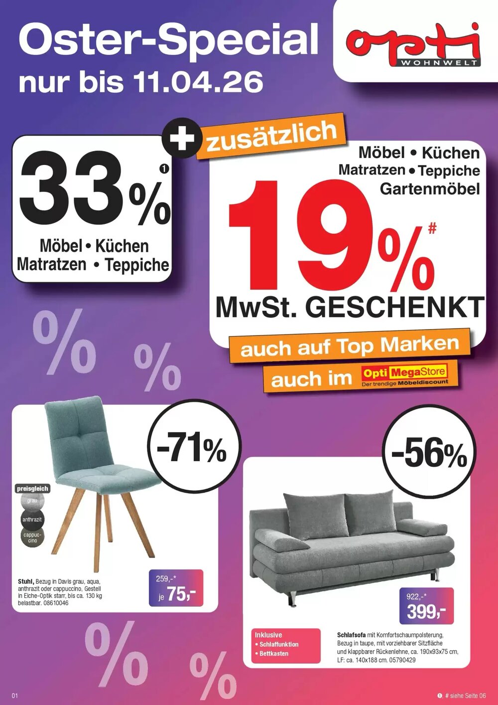 Opti Wohnwelt Prospekt (ab 31.03.2026) zum Blättern - Seite 1