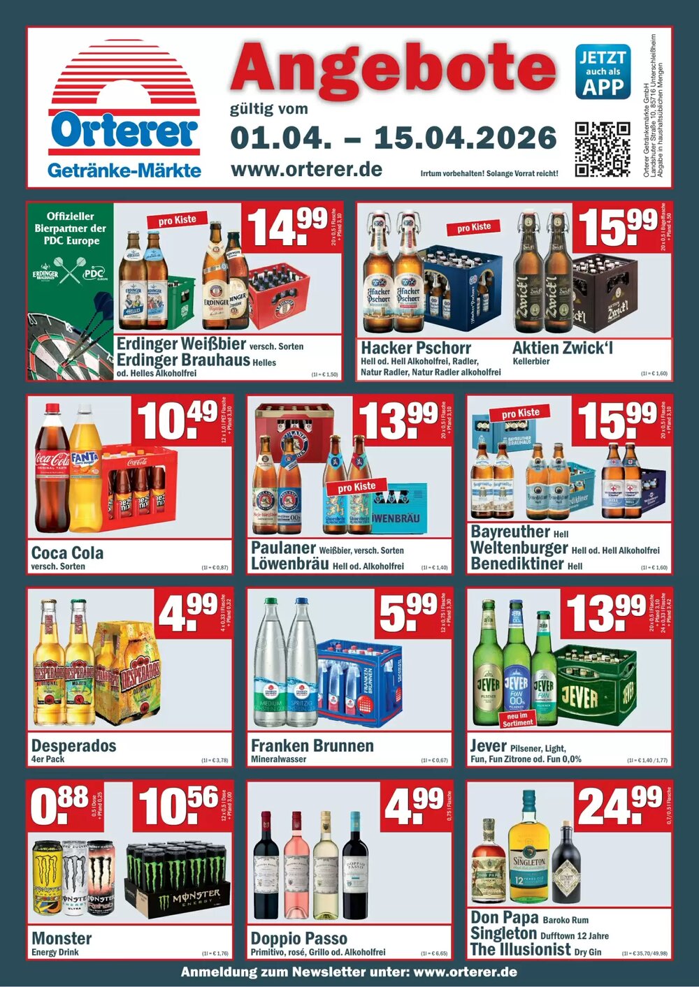 Orterer Getränkemarkt Prospekt (ab 01.04.2026) zum Blättern - Seite 1