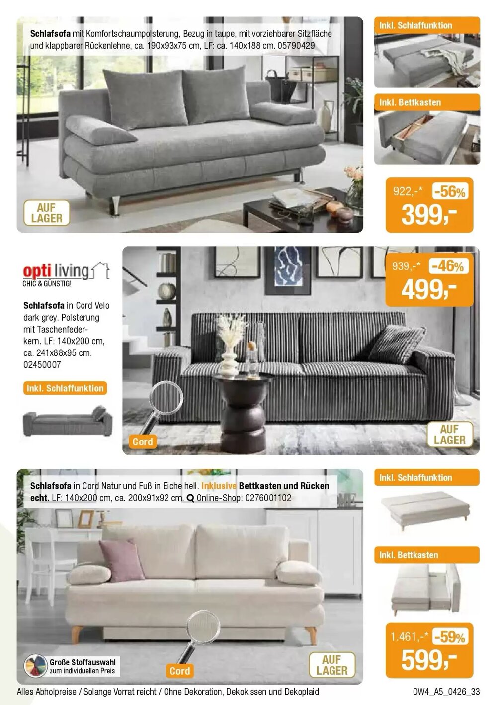 Opti Wohnwelt Prospekt (ab 01.04.2026) zum Blättern - Seite 33