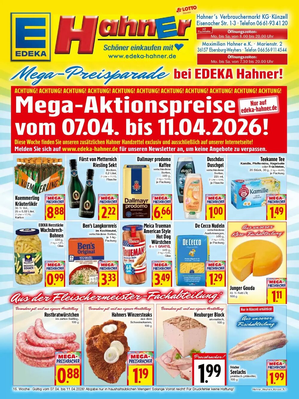 EDEKA Hahner Prospekt (ab 05.04.2026) zum Blättern - Seite 1