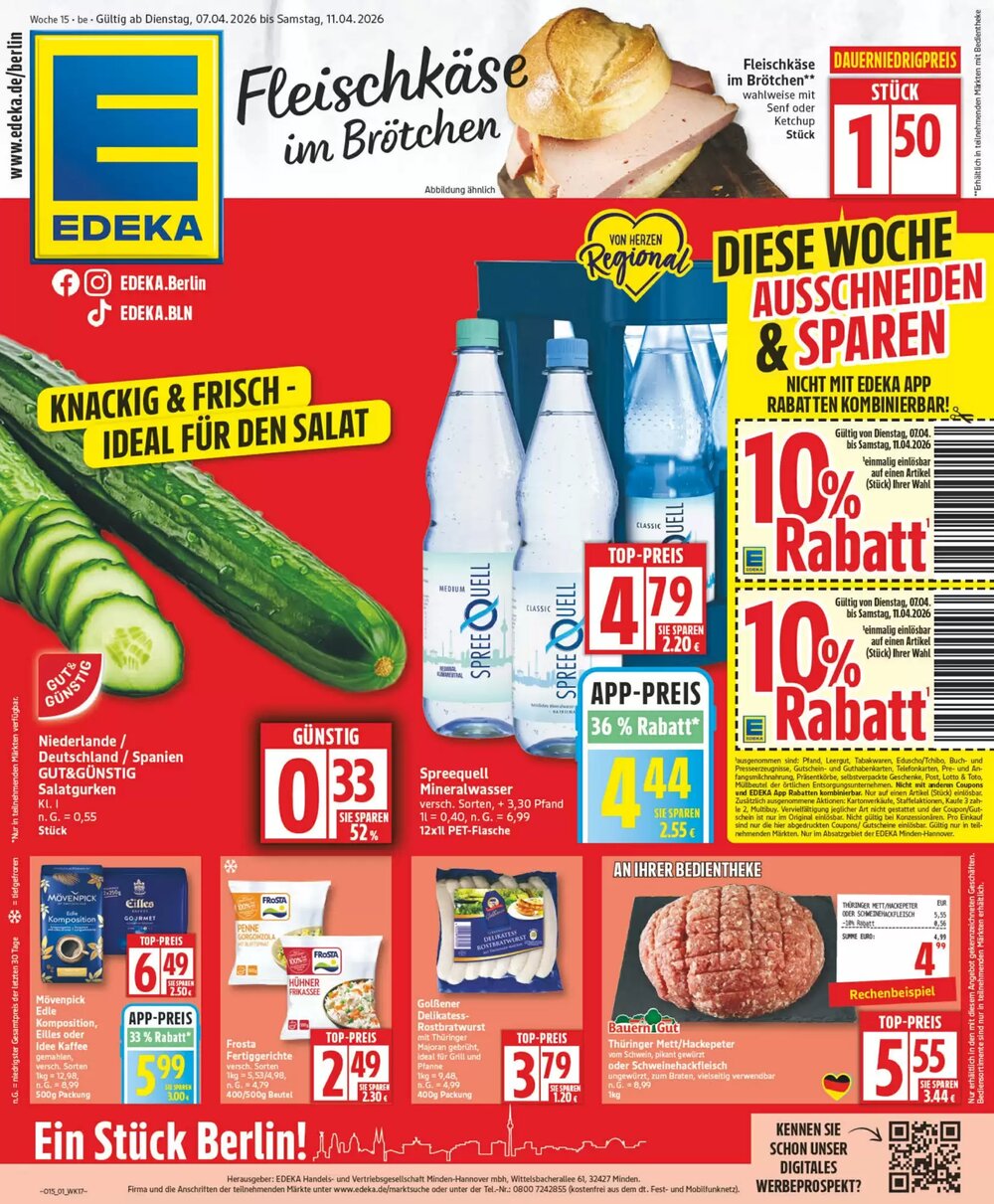 Edeka Frischemarkt Prospekt (ab 06.04.2026) zum Blättern - Seite 1