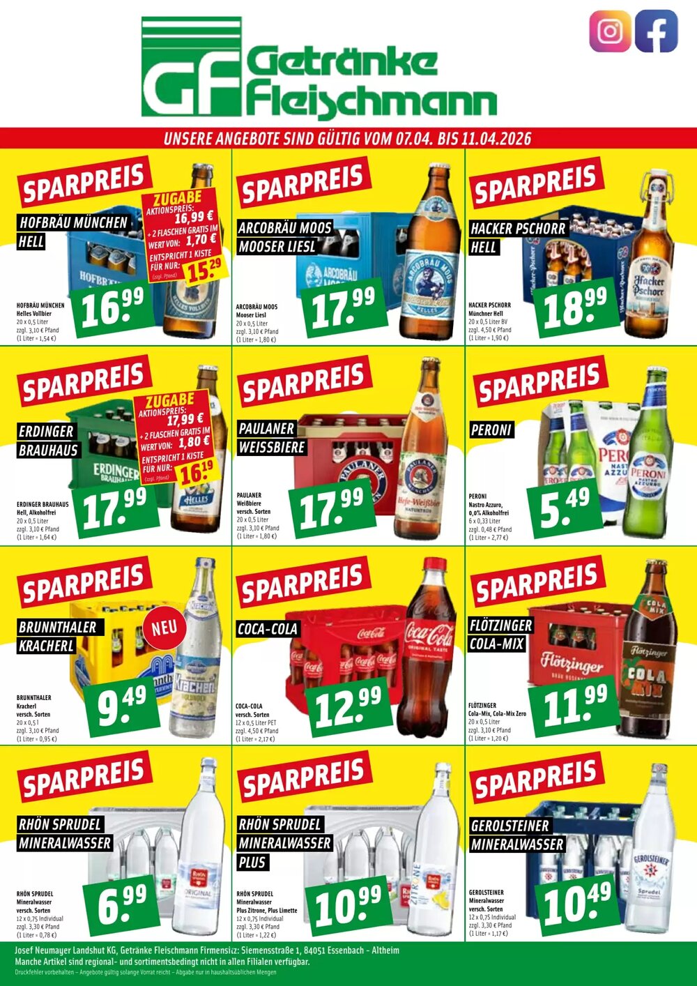 Getränke Fleischmann Prospekt (ab 06.04.2026) zum Blättern - Seite 1