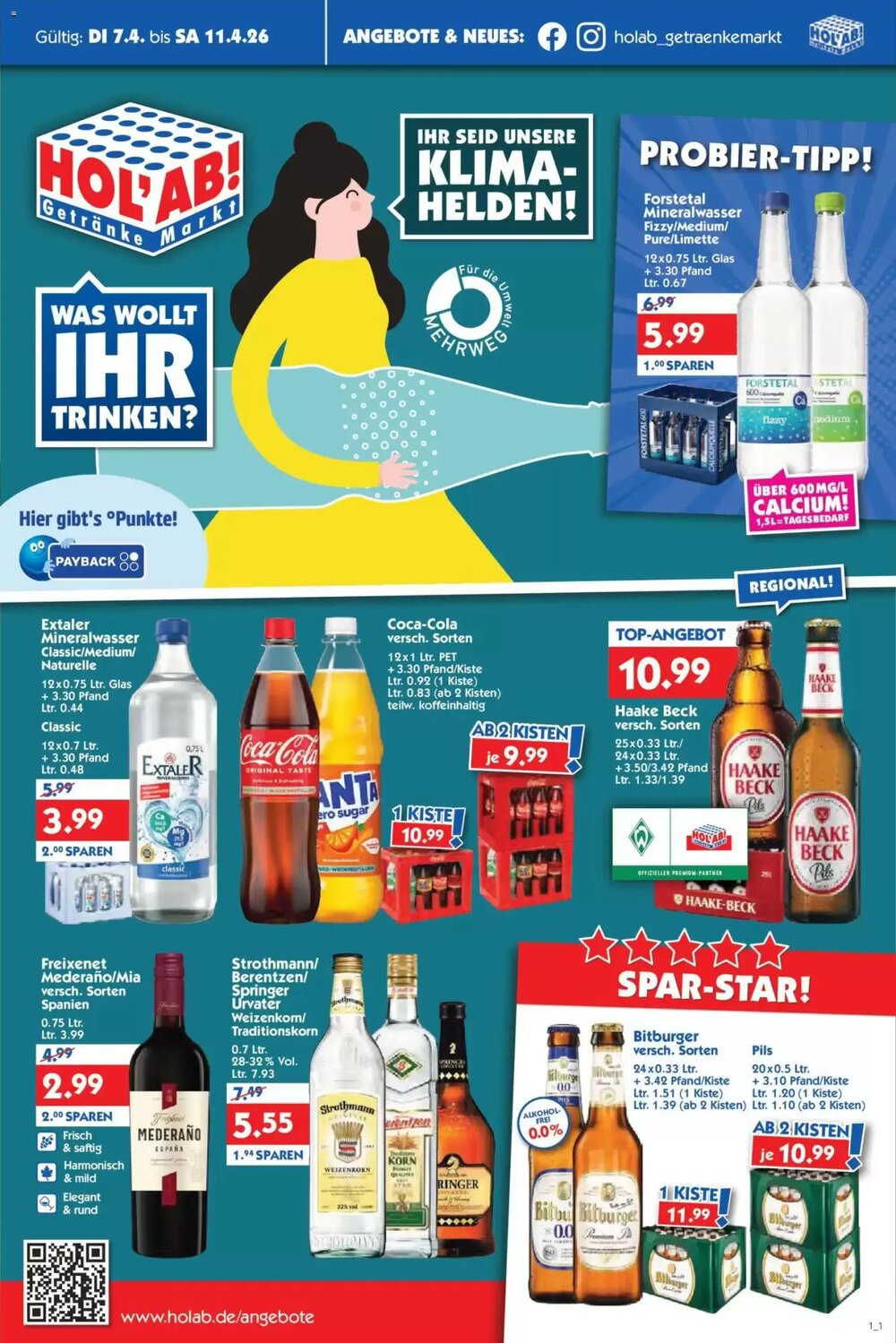 Hol'ab Getränkemarkt Prospekt (ab 07.04.2026) zum Blättern - Seite 1