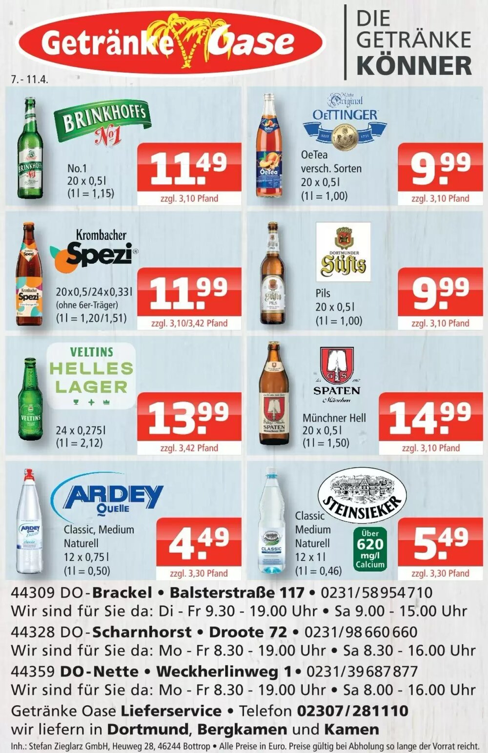 Getränke Oase Prospekt (ab 07.04.2026) zum Blättern - Seite 1