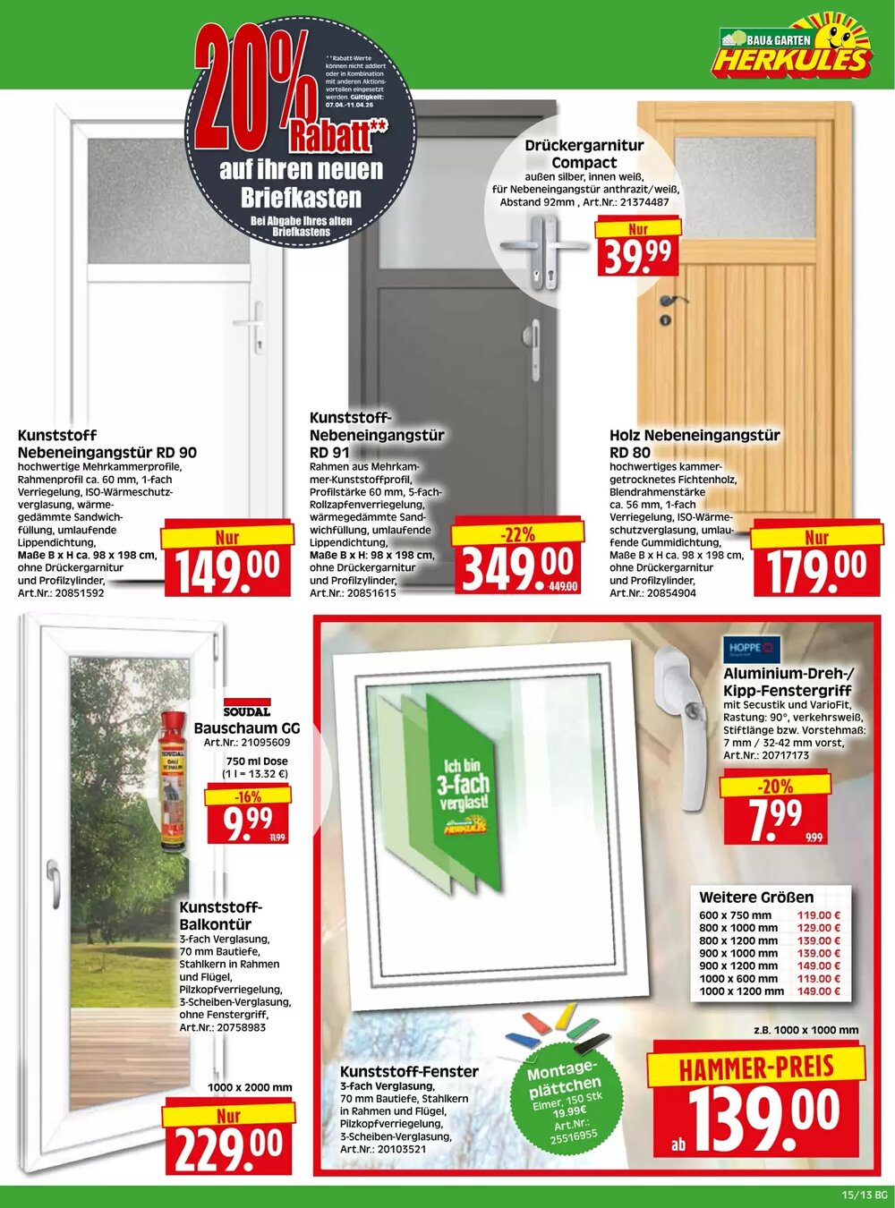 Herkules Baumarkt Prospekt (ab 07.04.2026) zum Blättern - Seite 13