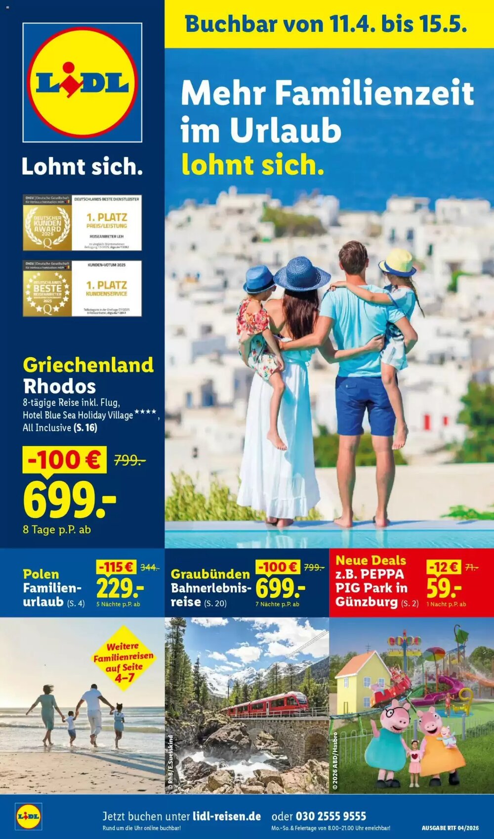 Lidl Reisen Prospekt (ab 11.04.2026) zum Blättern - Seite 1
