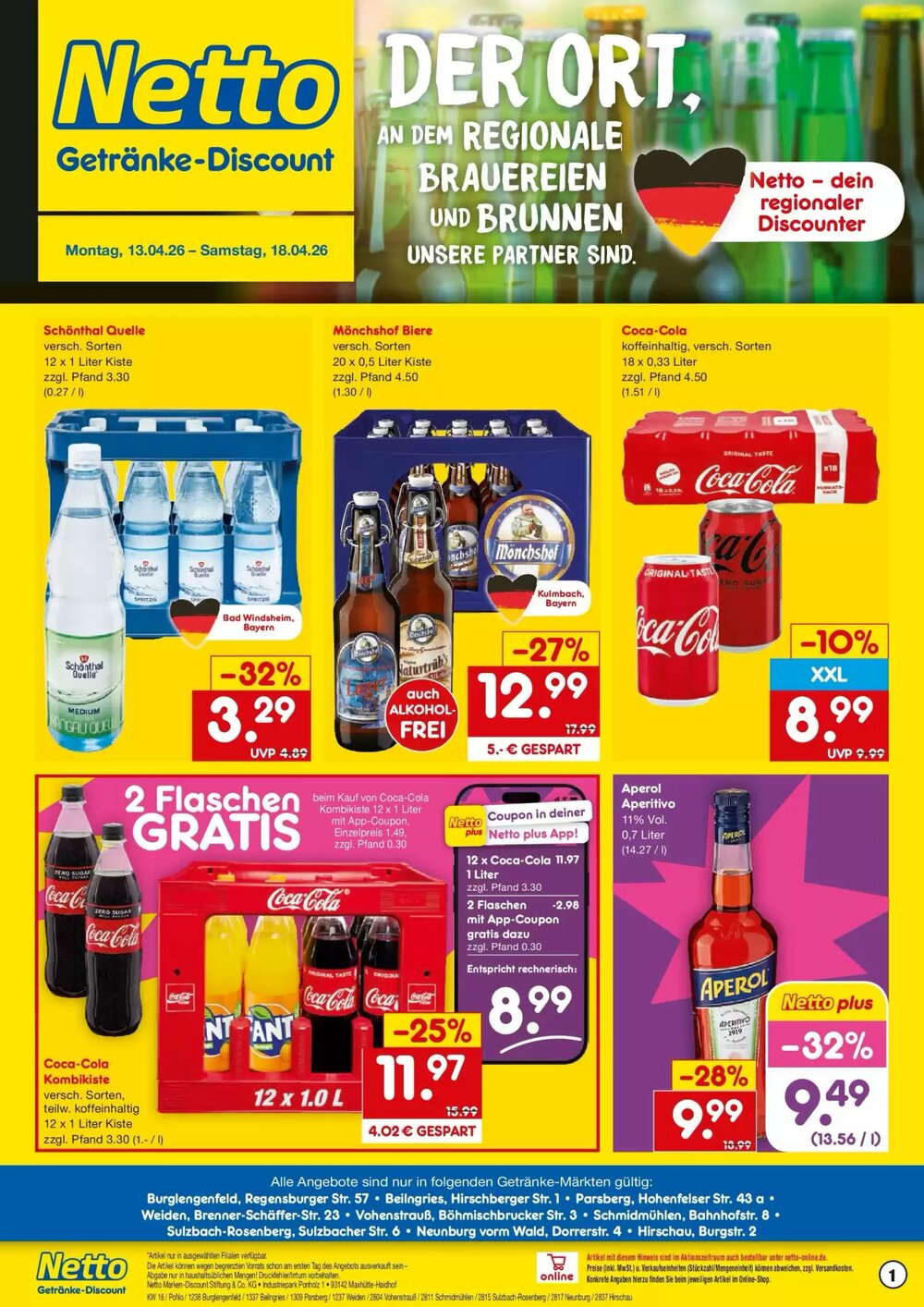 Netto Getränke Discount Prospekt (ab 12.04.2026) zum Blättern - Seite 1