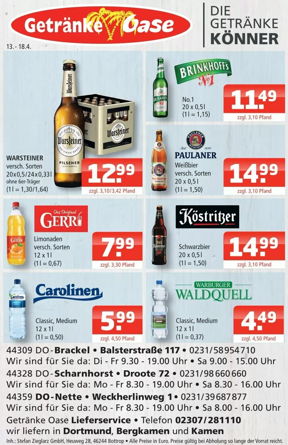 Getränke Oase Prospekt (ab 13.04.2026) zum Blättern - Seite 1