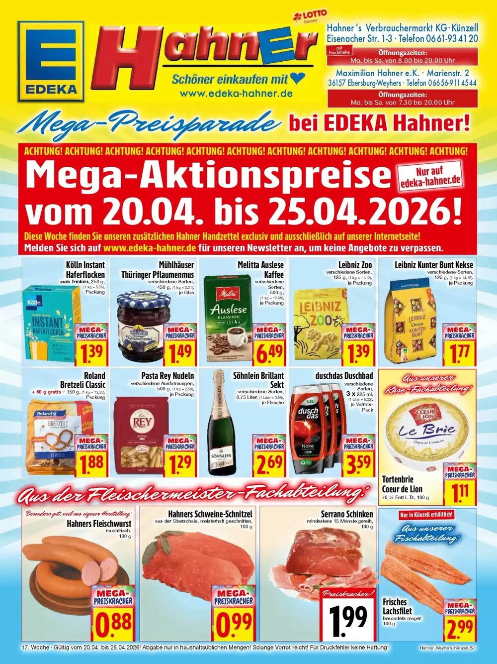 EDEKA Hahner Prospekt (ab 19.04.2026) zum Blättern - Seite 1