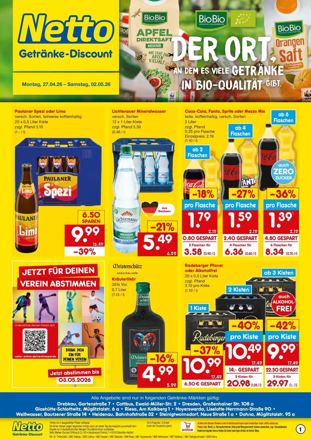 Netto Getränke Discount Prospekt (ab 26.04.2026) zum Blättern - Seite 1