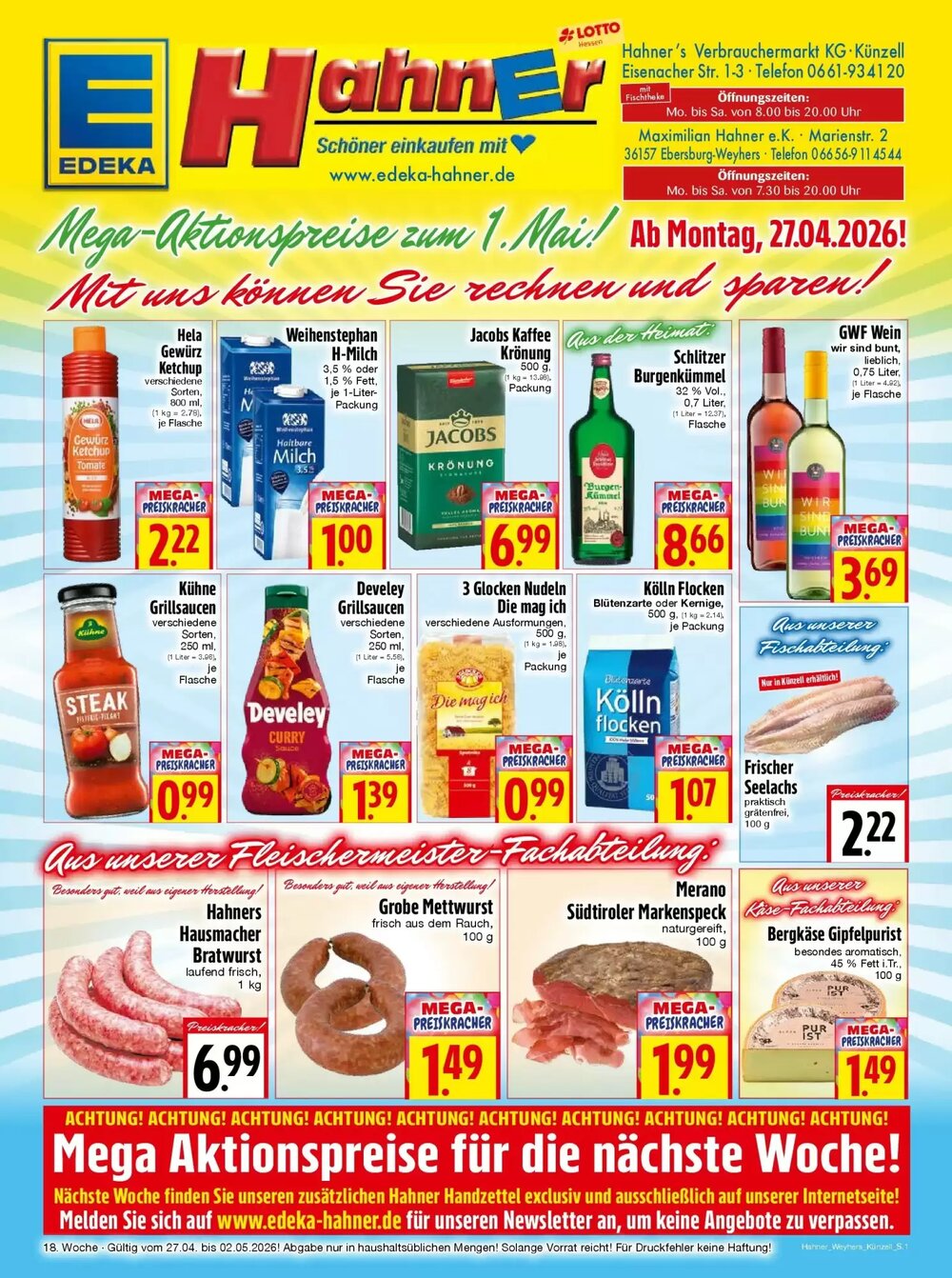 EDEKA Hahner Prospekt (ab 26.04.2026) zum Blättern - Seite 1