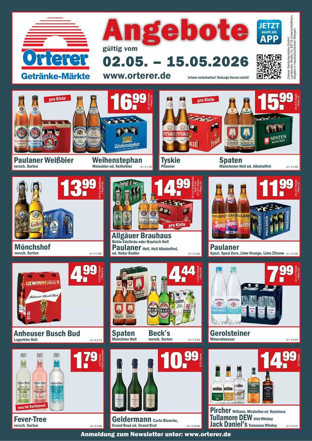 Orterer Getränkemarkt Prospekt (ab 01.05.2026) zum Blättern - Seite 1