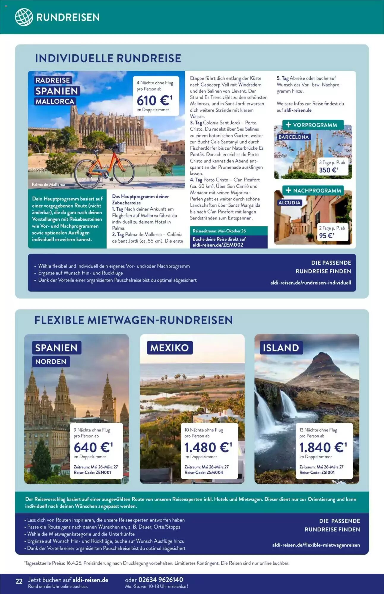 ALDI Nord Reisen Prospekt (ab 01.05.2026) zum Blättern - Seite 22