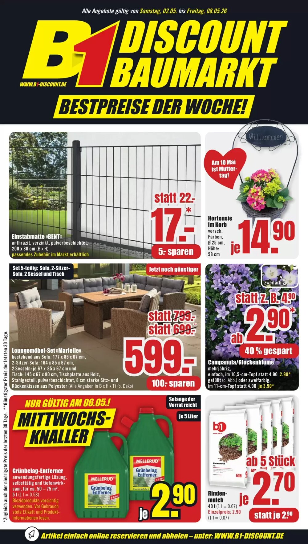 B1 Discount Baumarkt Prospekt (ab 02.05.2026) zum Blättern - Seite 1