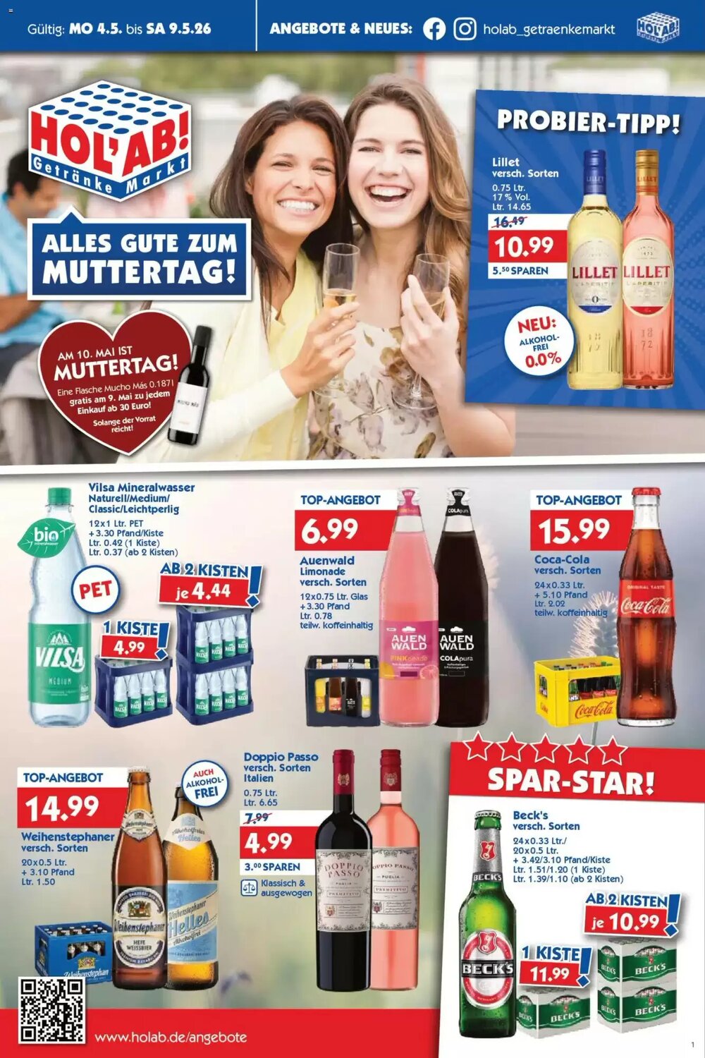 Hol'ab Getränkemarkt Prospekt (ab 04.05.2026) zum Blättern - Seite 1