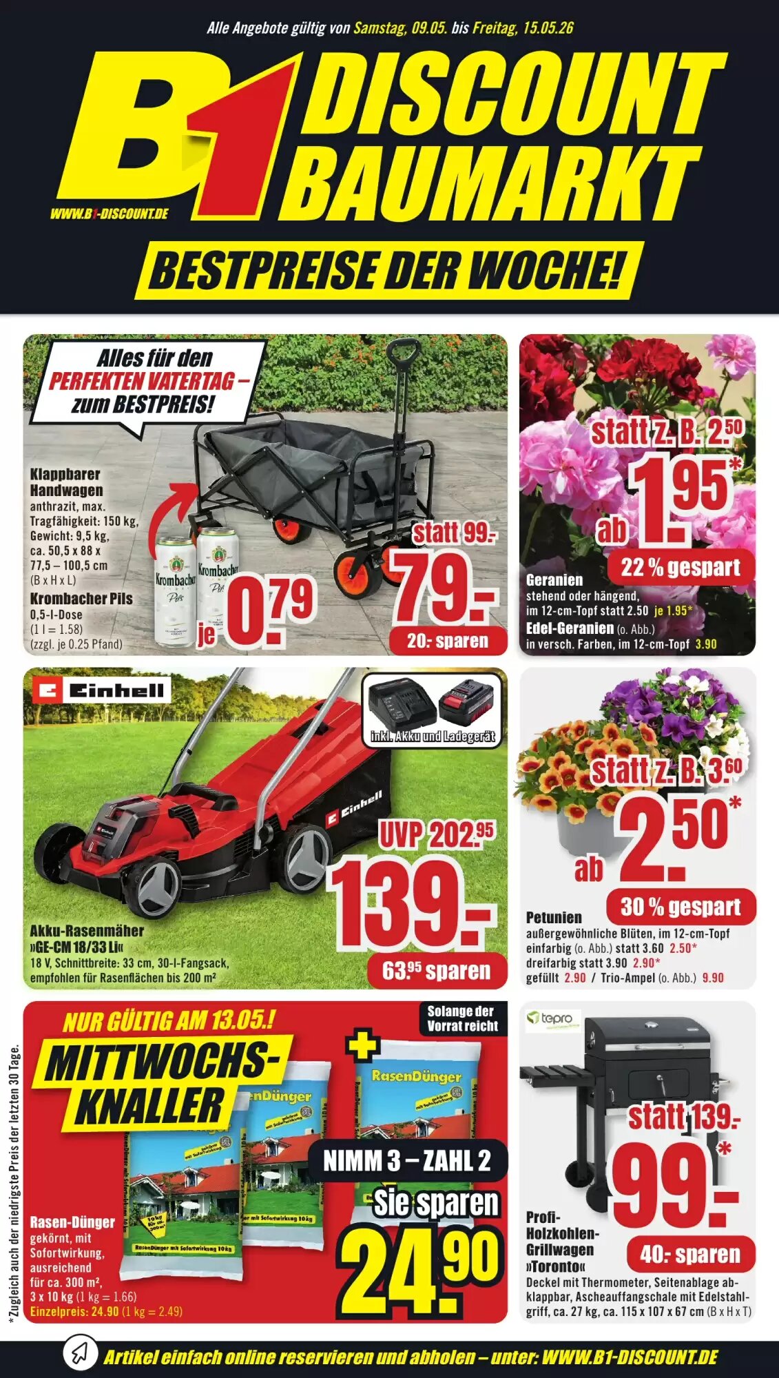 B1 Discount Baumarkt Prospekt (ab 09.05.2026) zum Blättern - Seite 1
