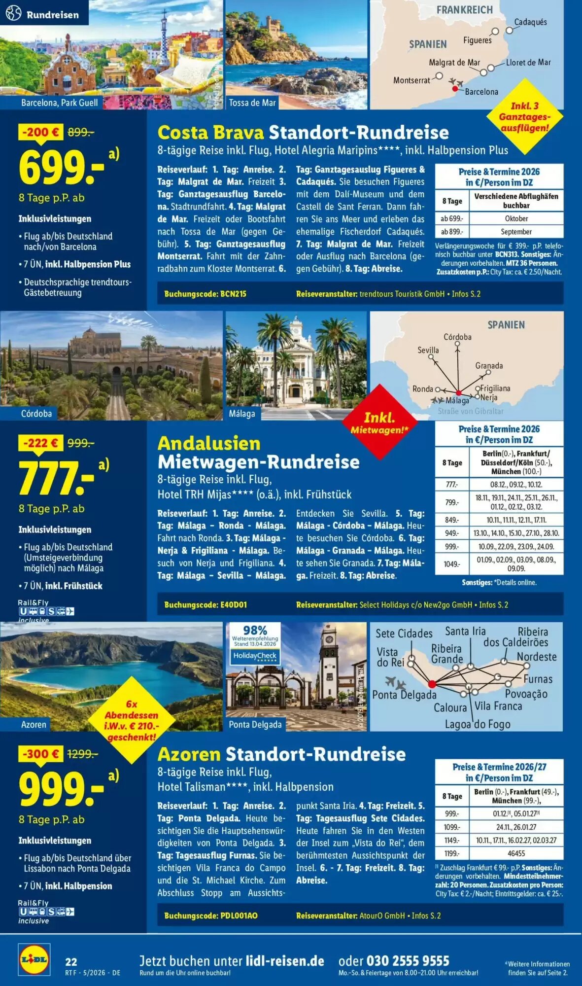 Lidl Reisen Prospekt (ab 12.05.2026) zum Blättern - Seite 22