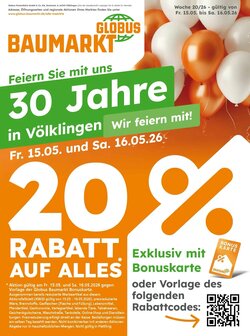 Globus Baumarkt Prospekt (ab 15.05.2026) zum Blättern