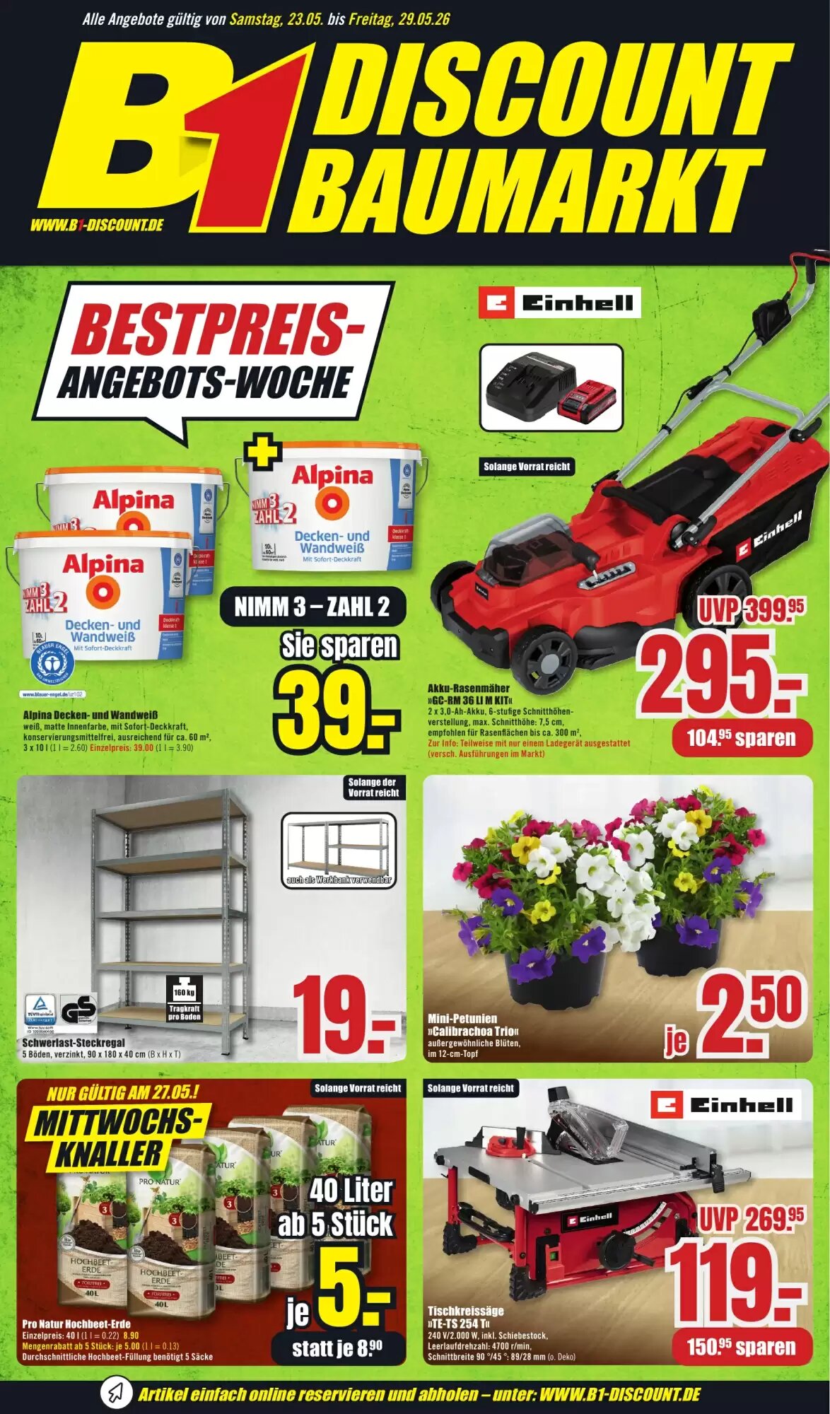 B1 Discount Baumarkt Prospekt (ab 23.05.2026) zum Blättern - Seite 1