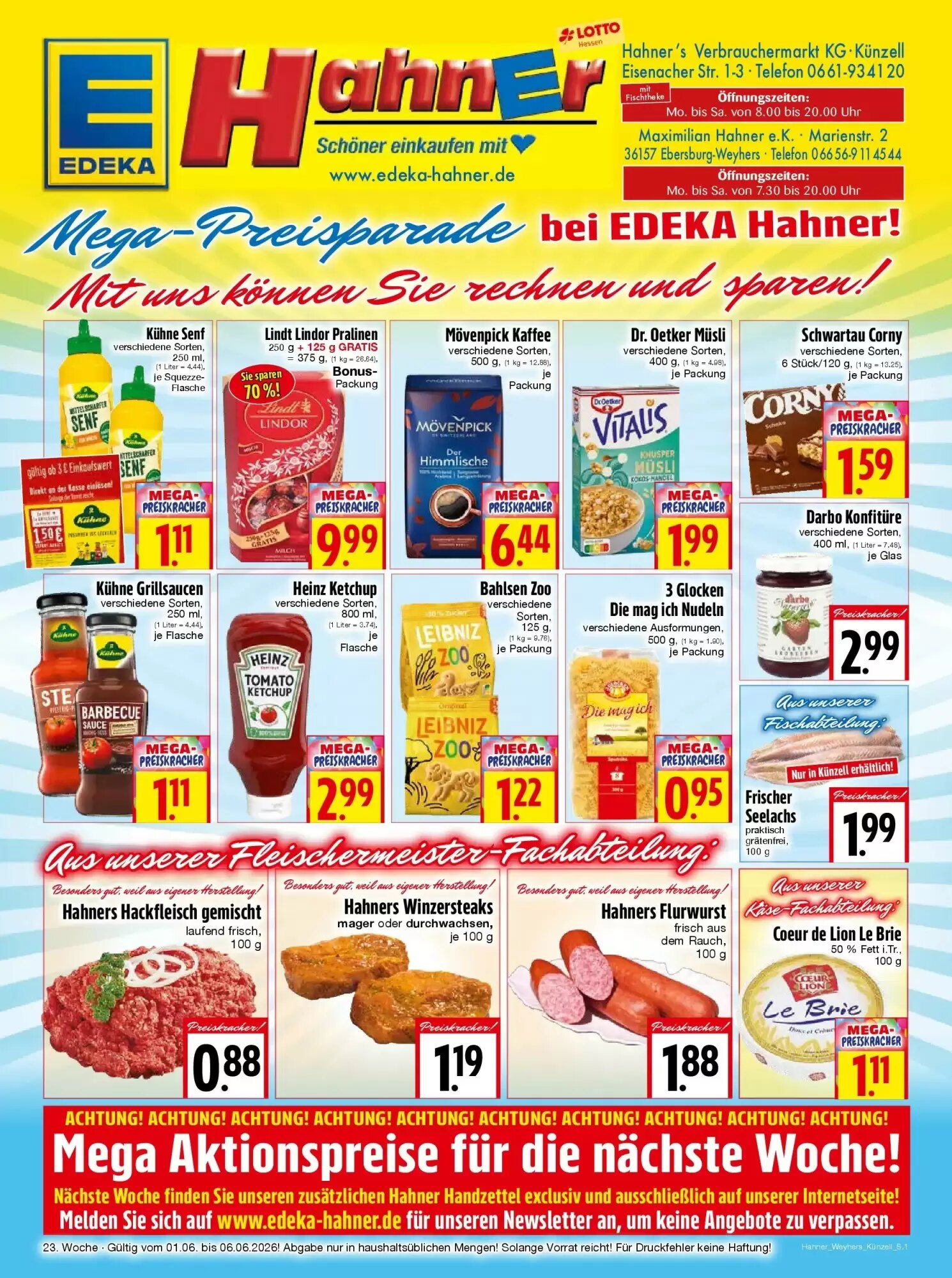EDEKA Hahner Prospekt (ab 31.05.2026) zum Blättern - Seite 1