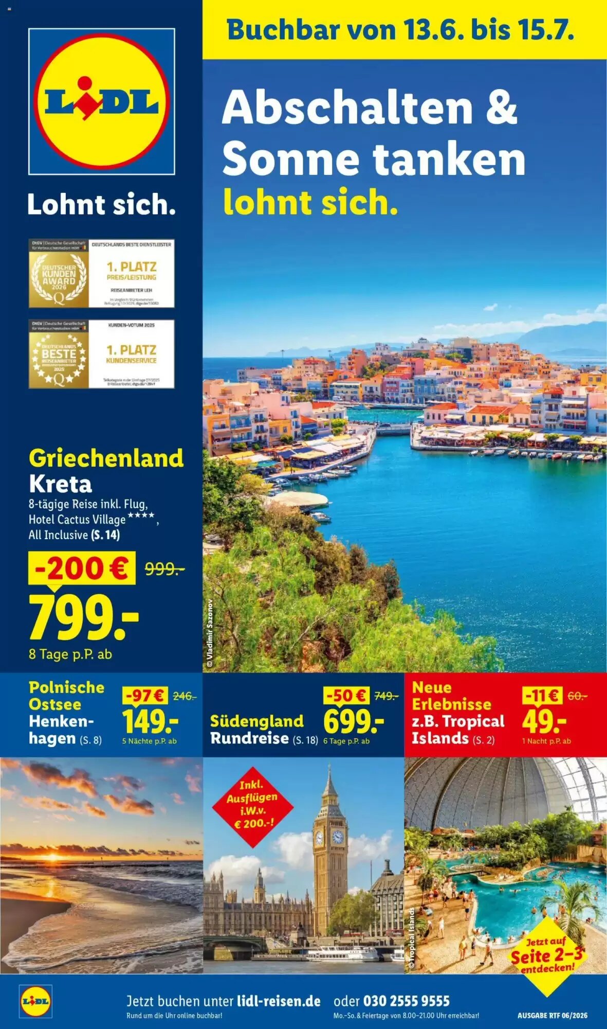 Lidl Reisen Prospekt (ab 13.06.2026) zum Blättern - Seite 1