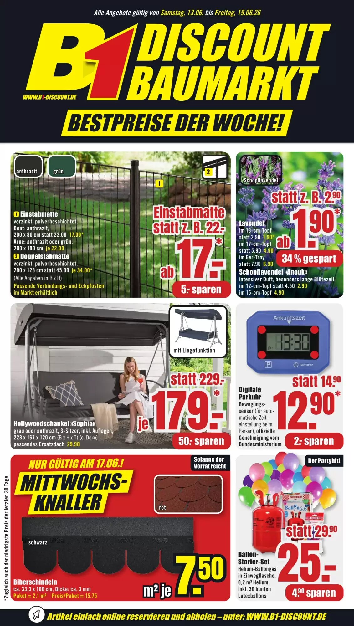 B1 Discount Baumarkt Prospekt (ab 13.06.2026) zum Blättern - Seite 1
