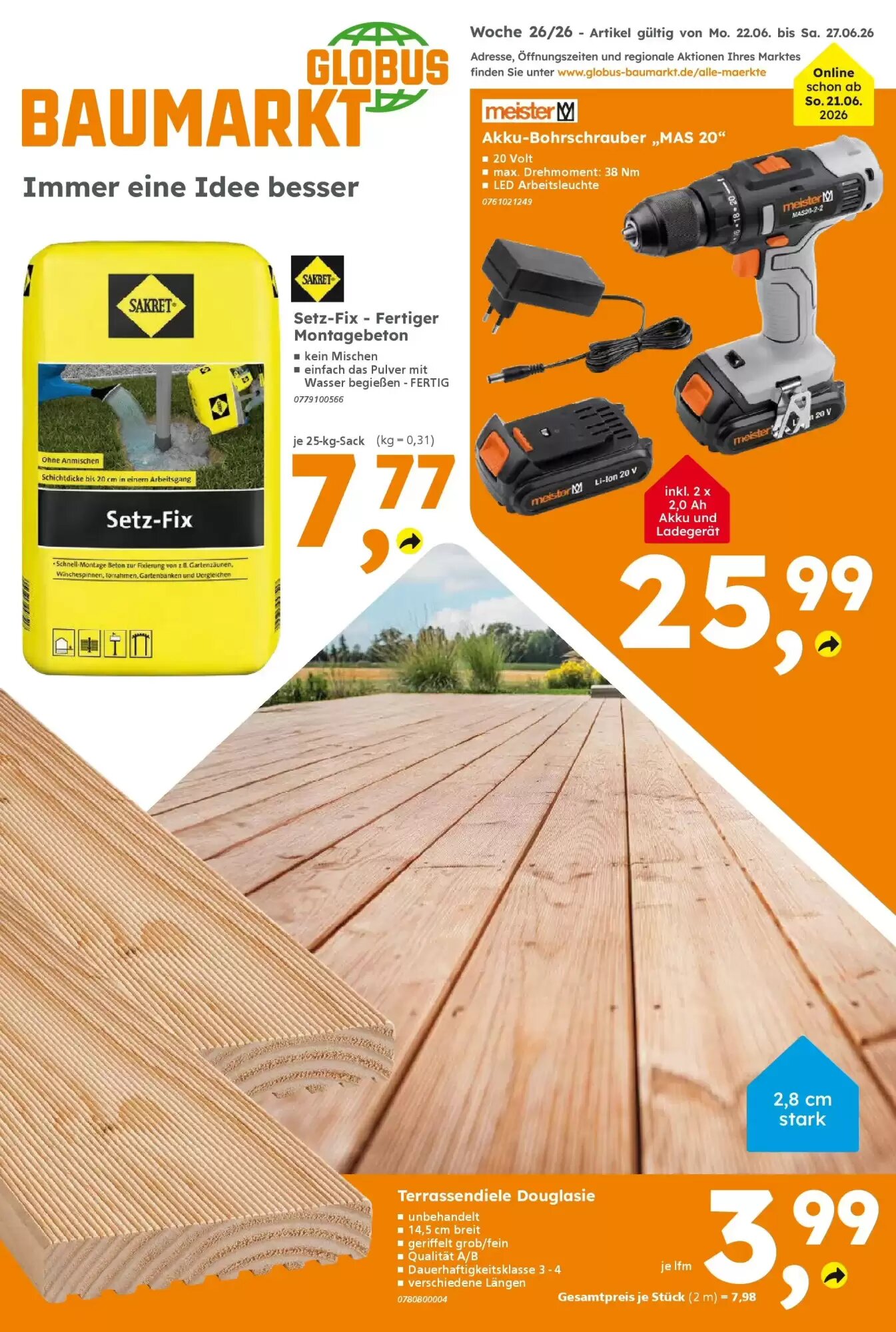 Globus Baumarkt Prospekt (ab 21.06.2026) zum Blättern - Seite 1
